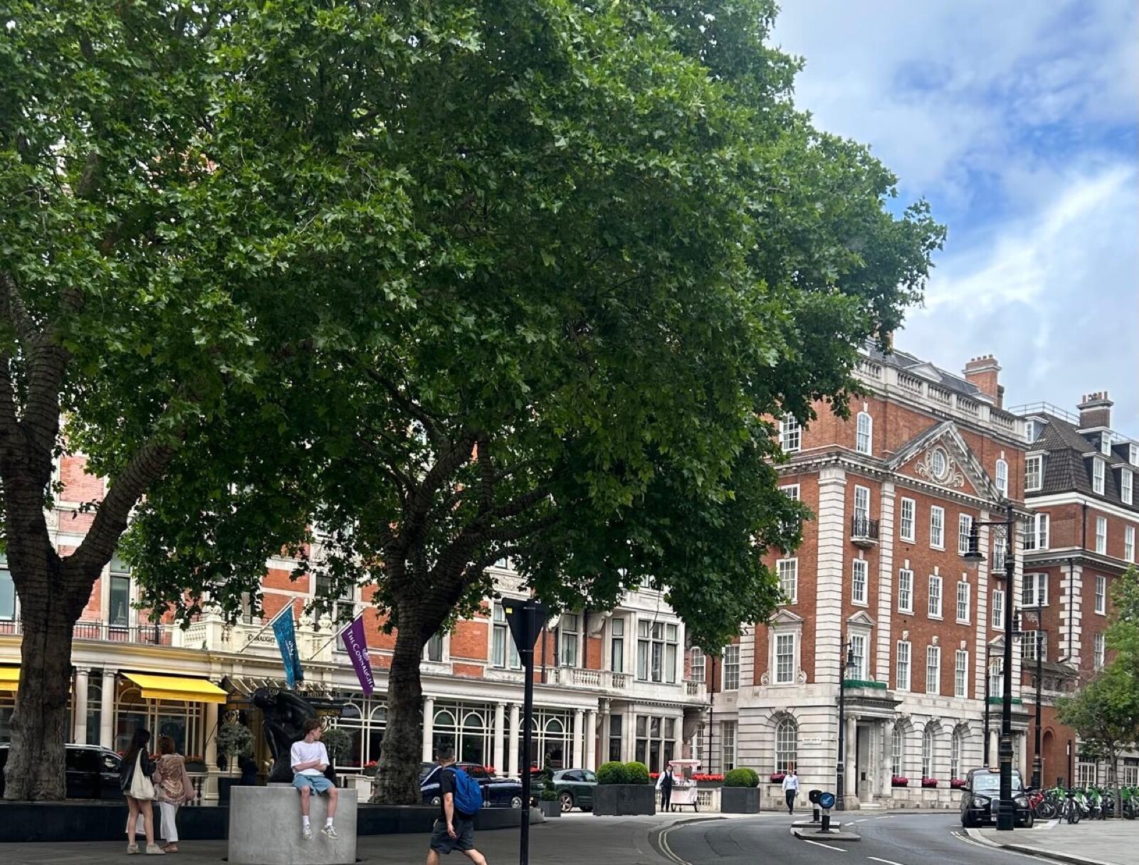 Carlos Place in Mayfair, W1, by The Connaught hotel, lined with London plane trees