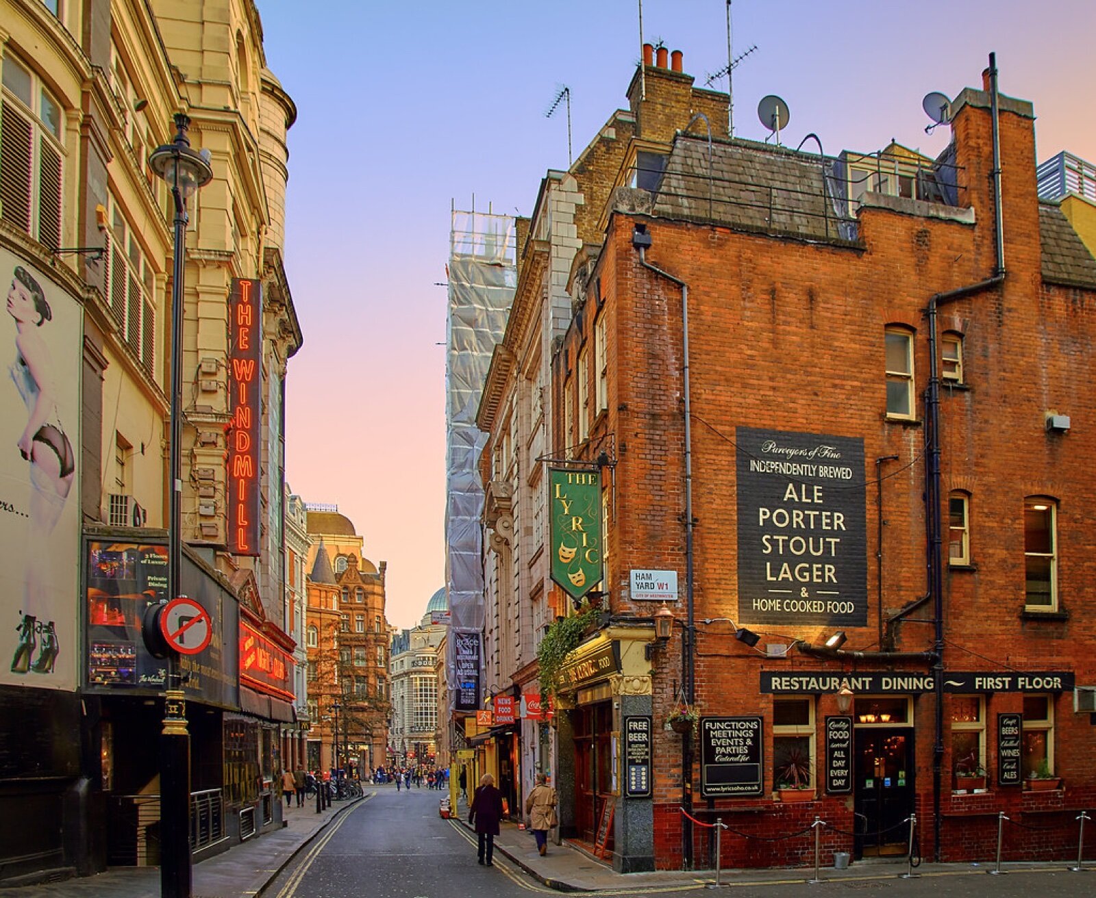 A Soho street corner near the Windmill in London W1