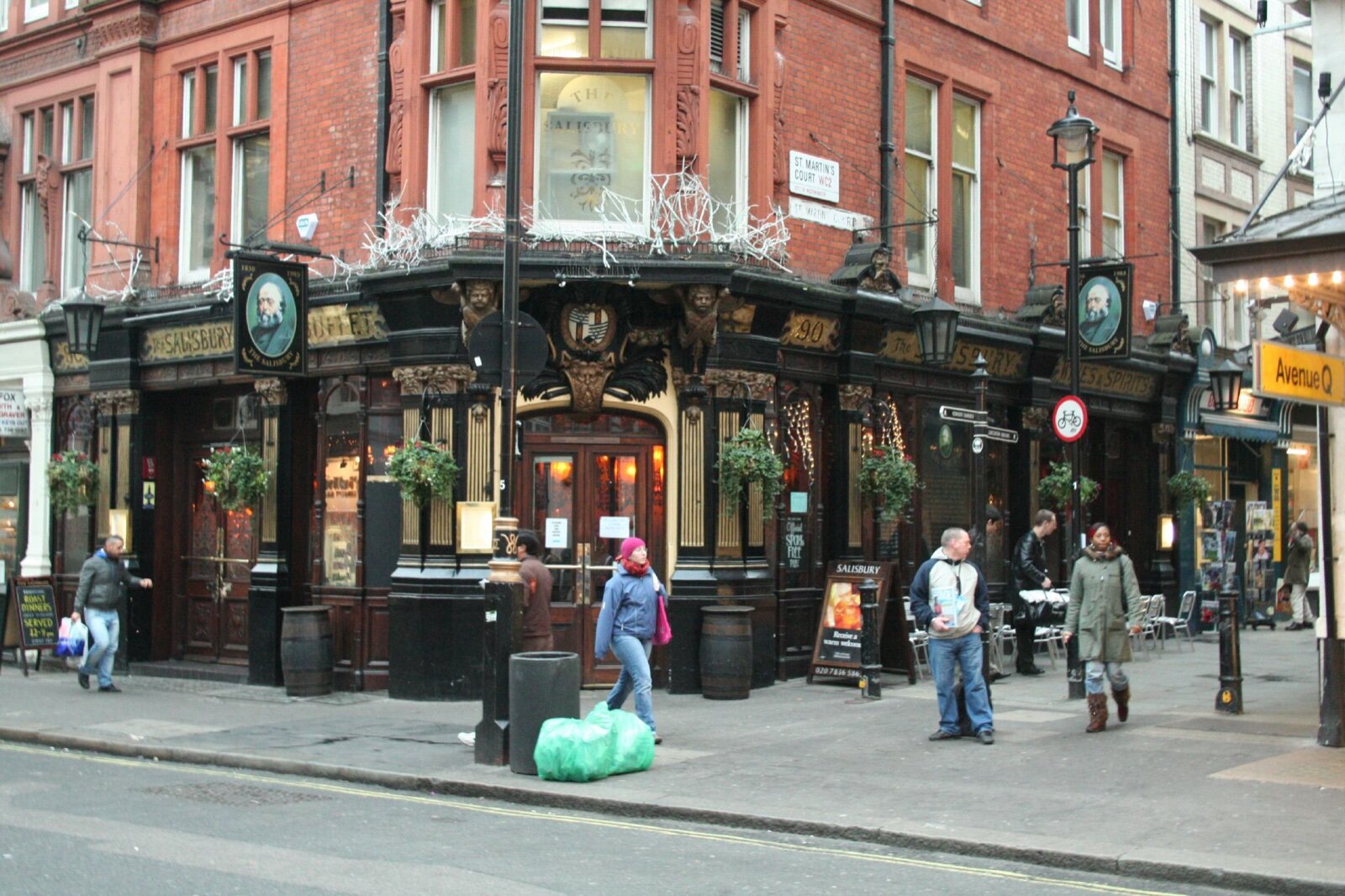 The Salisbury, an ornate Victorian corner pub on St Martin's Lane in Covent Garden